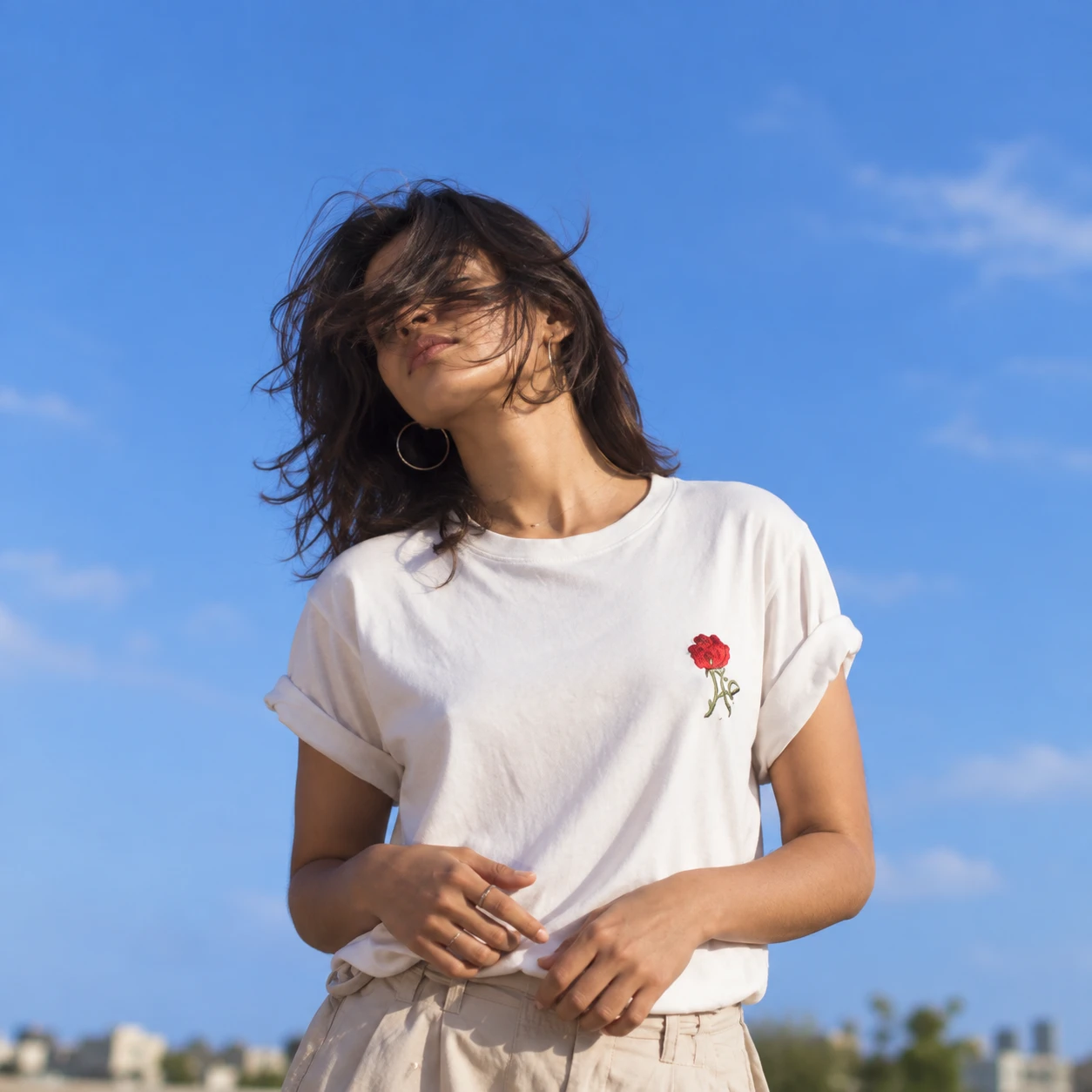 Drop Shoulder T-Shirt (Rose)