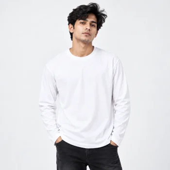 Solid Full Sleeve T-Shirt – White