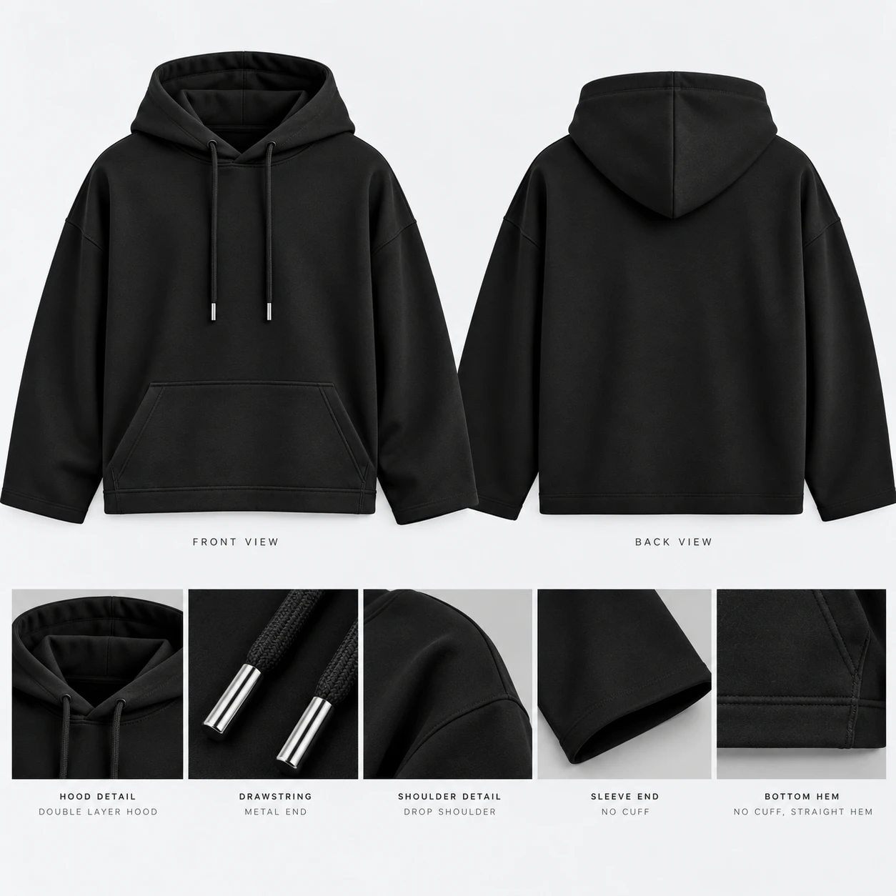 AAZ RARE Boxy Hoodie – Black