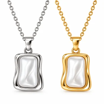 Elegant Shell Bead Geometric Pendant Necklace