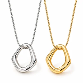 Modern Geometric Circle Pendant Necklace