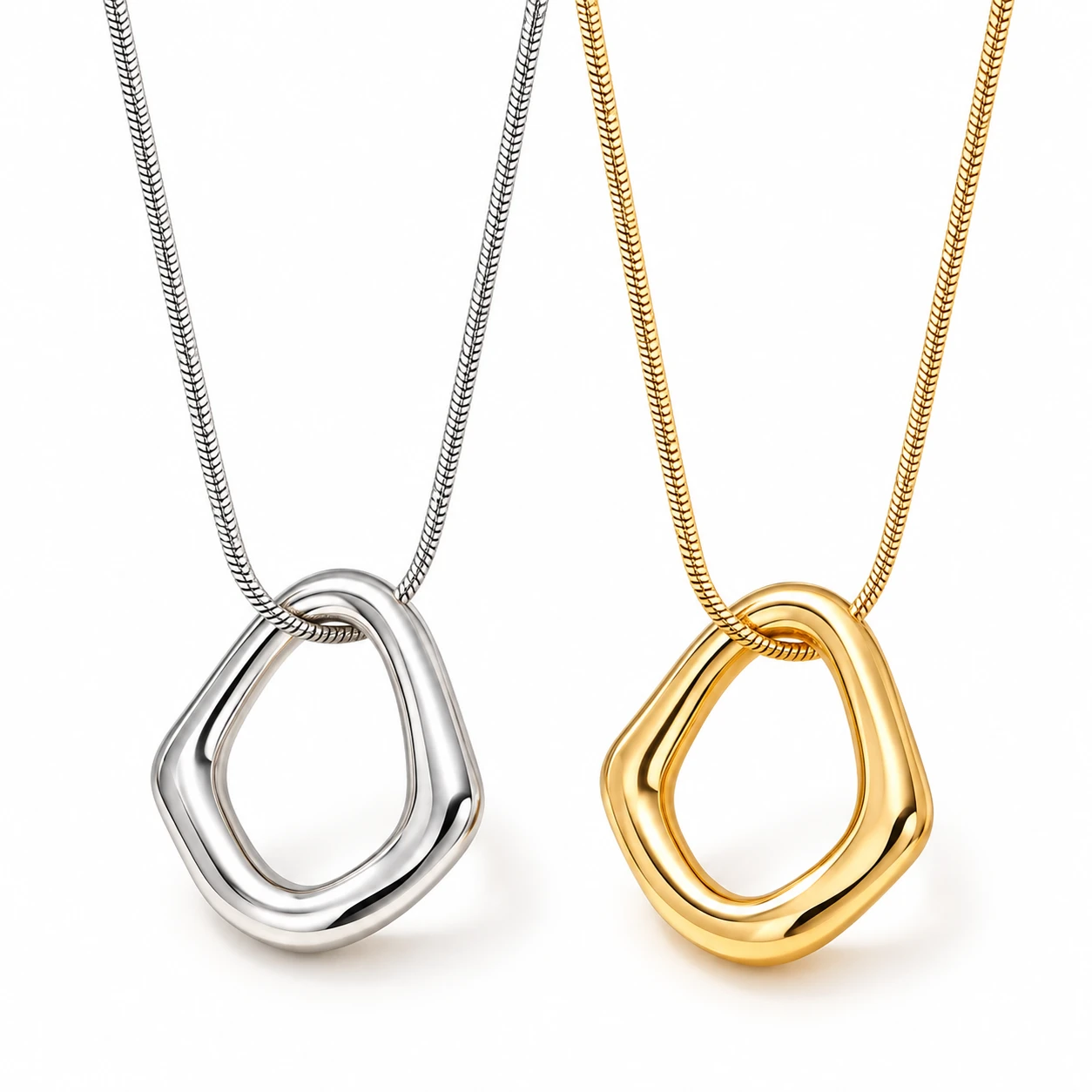 Modern Geometric Circle Pendant Necklace