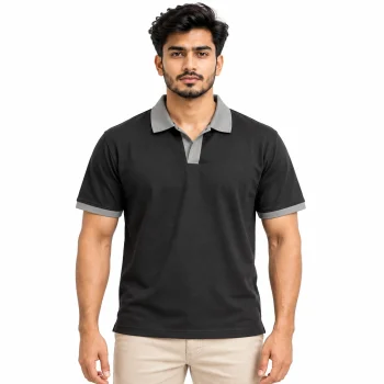 Premium Mercerized Cotton  Polo - Gray & Black