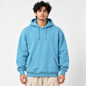 Solid Premium Drop Shoulder Hoodie (Sky Blue)