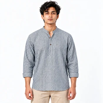 Casual Katua Shirt - Sky Blue & White Stripe