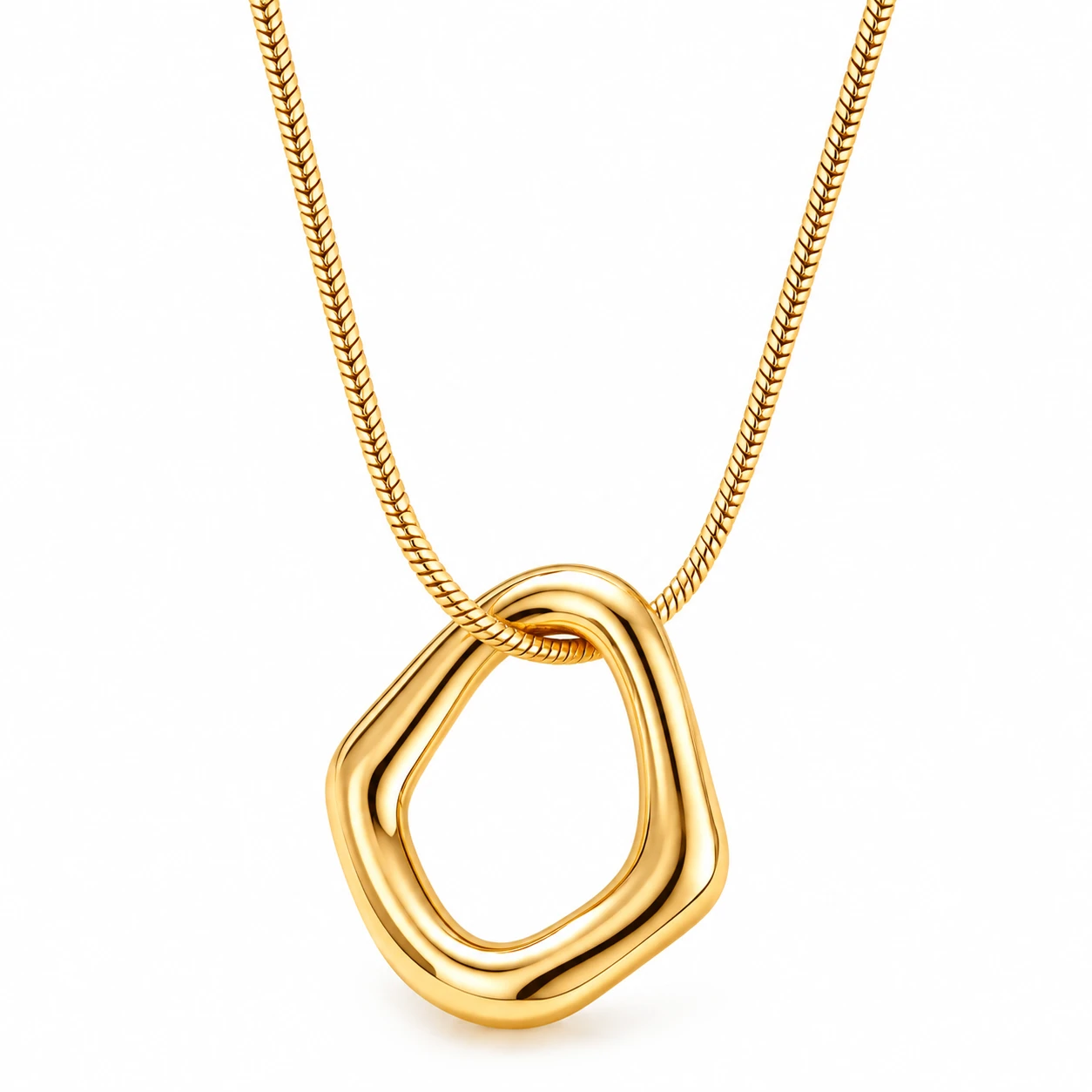 Modern Geometric Circle Pendant Necklace