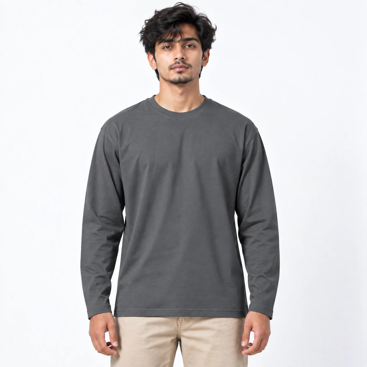 Solid Full Sleeve T-Shirt – Gray