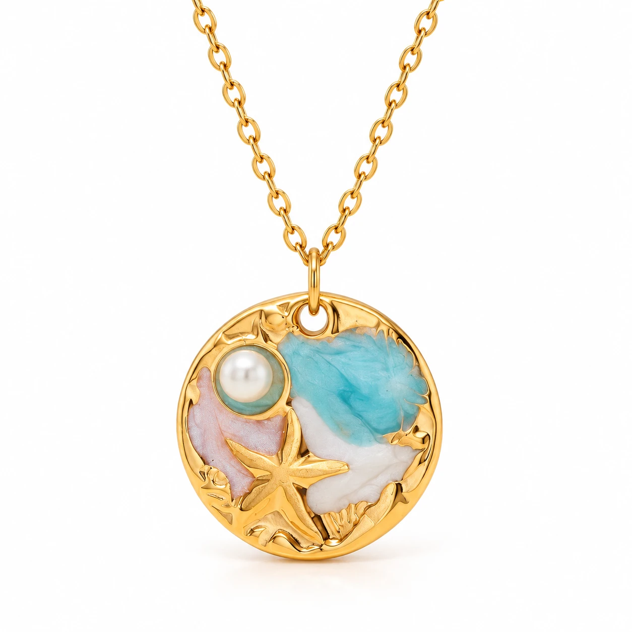 Ocean Starfish Stainless Steel Pendant Necklace 02