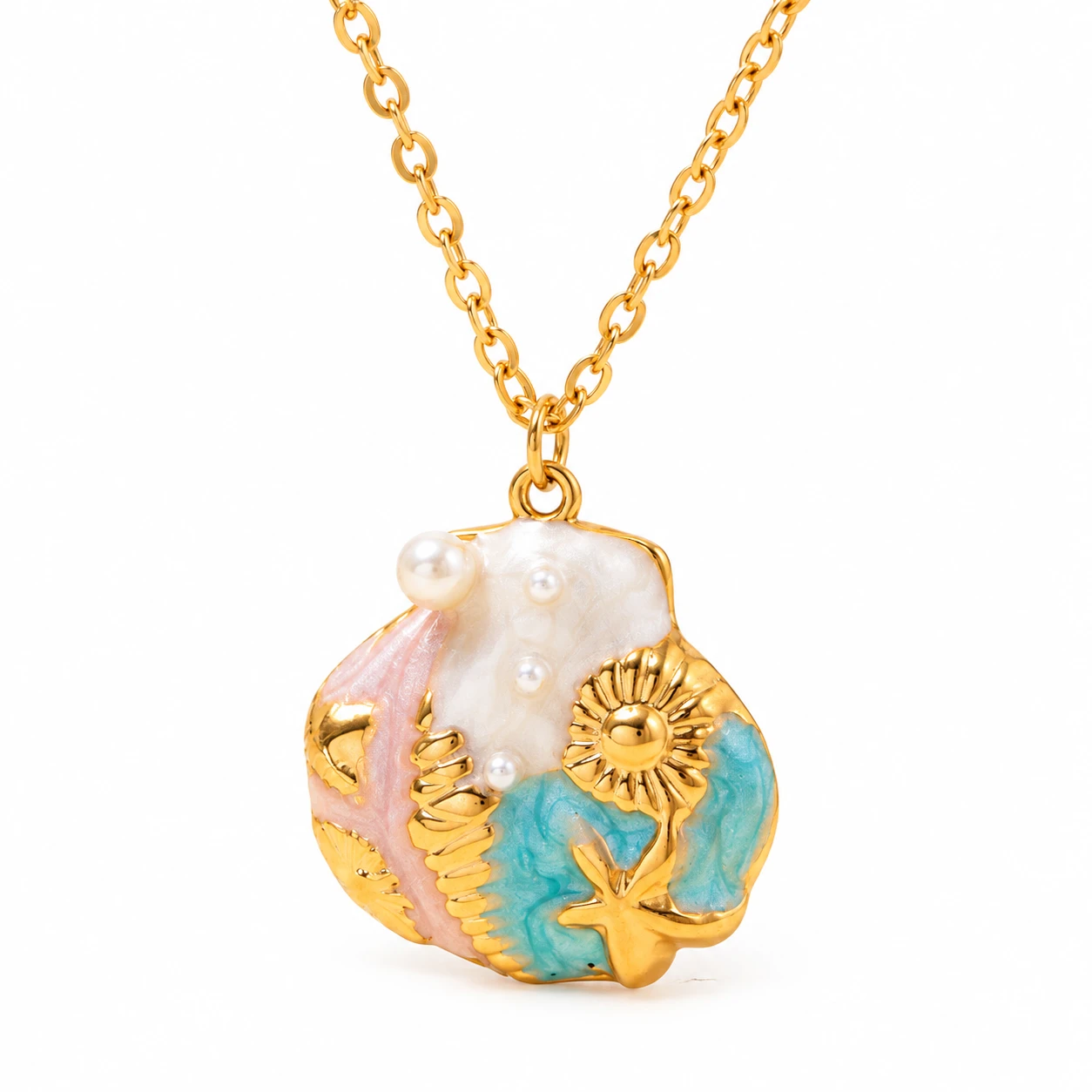 Ocean Starfish Stainless Steel Pendant Necklace 03
