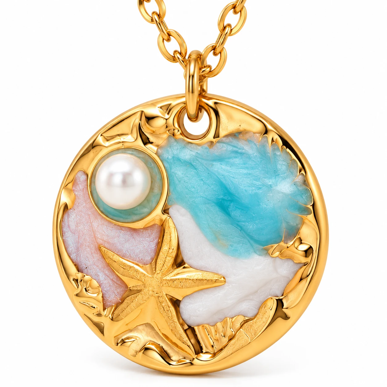 Ocean Starfish Stainless Steel Pendant Necklace 02