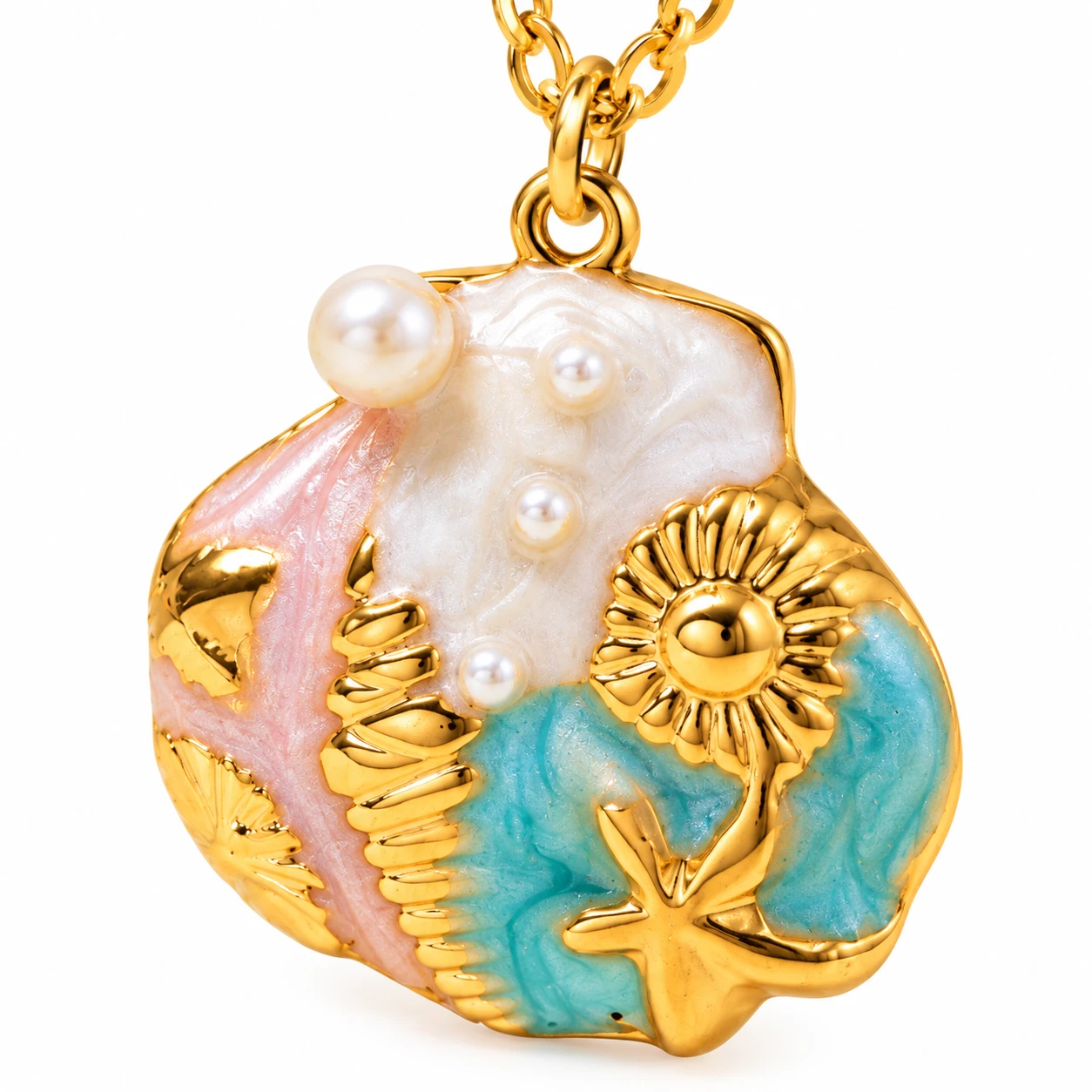 Ocean Starfish Stainless Steel Pendant Necklace 03