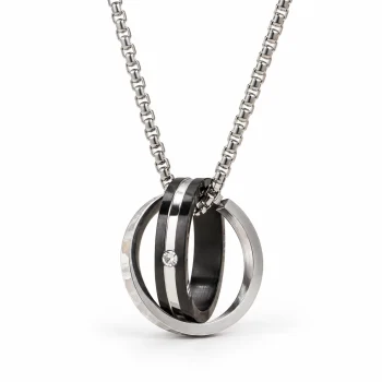 Dual Tone Stainless Steel Interlocking Ring Pendant