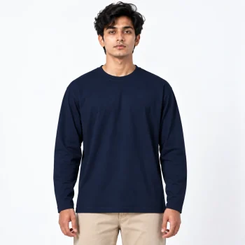 Solid Full Sleeve T-Shirt – Navy Blue