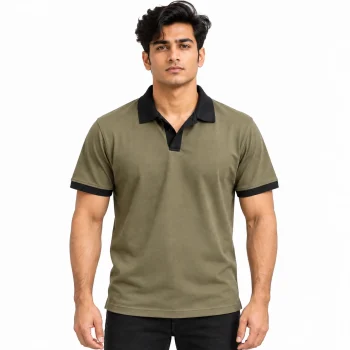 Premium Mercerized Cotton  Polo - Olive & Black