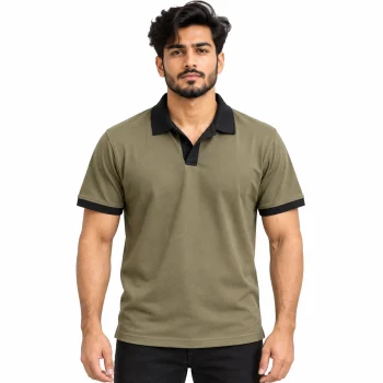 Premium Mercerized Cotton  Polo - Olive & Black