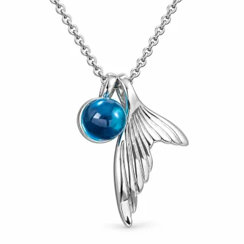 Ocean Blue Crystal Whale Tail Pendant