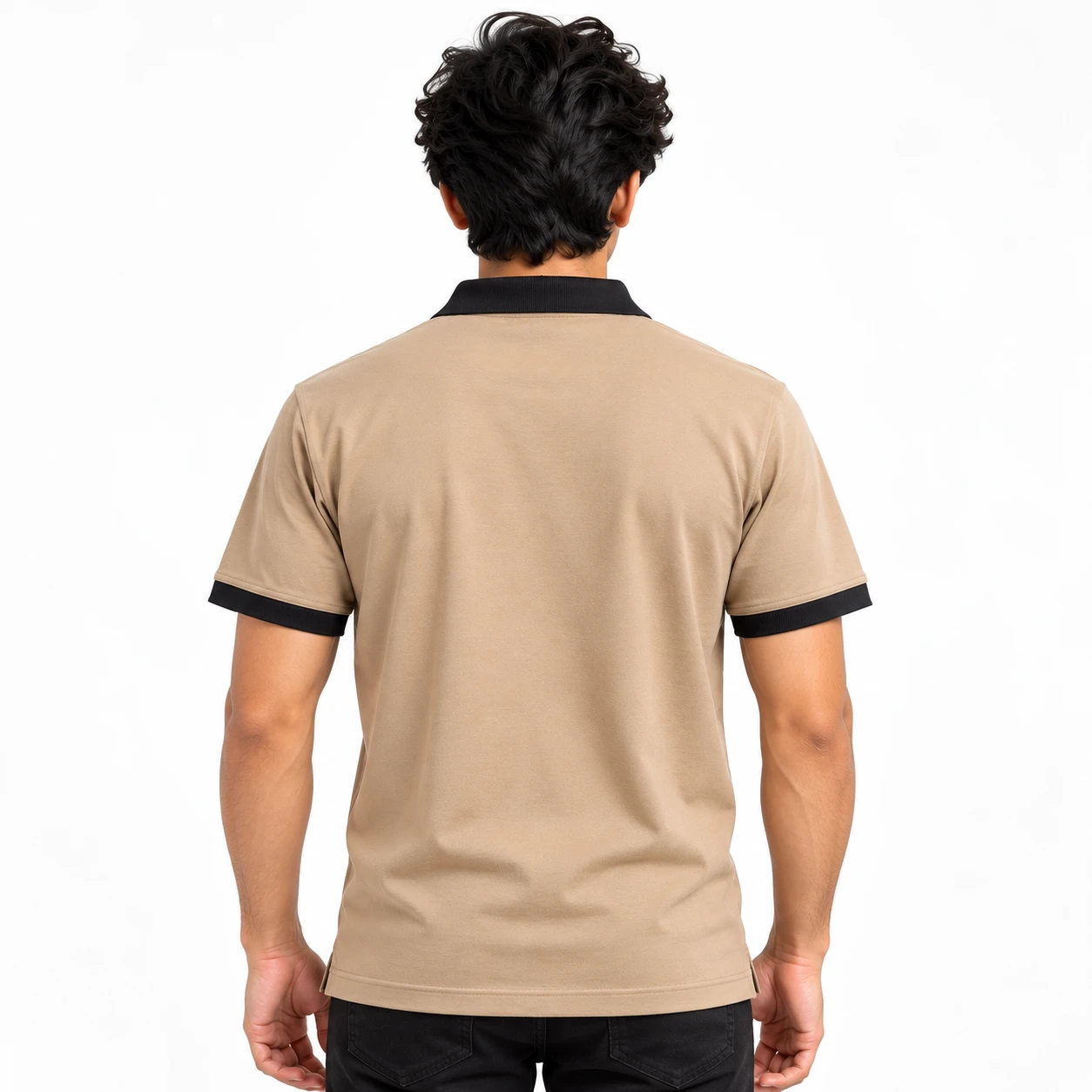 Premium Mercerized Cotton Polo - Beige & Black