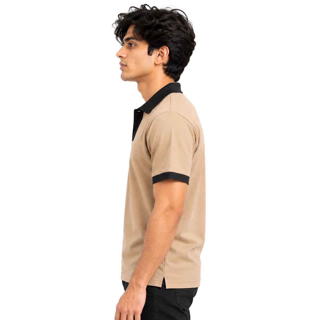Premium Mercerized Cotton Polo - Beige & Black