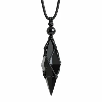 Natural Black Obsidian Crystal Pendant