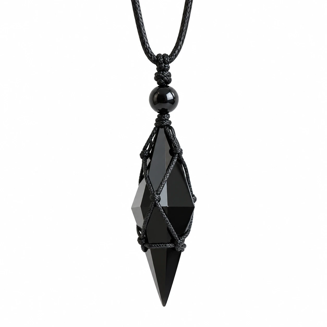Natural Black Obsidian Crystal Pendant