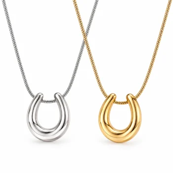 U-Shaped Pendant Necklace – Gold & Silver