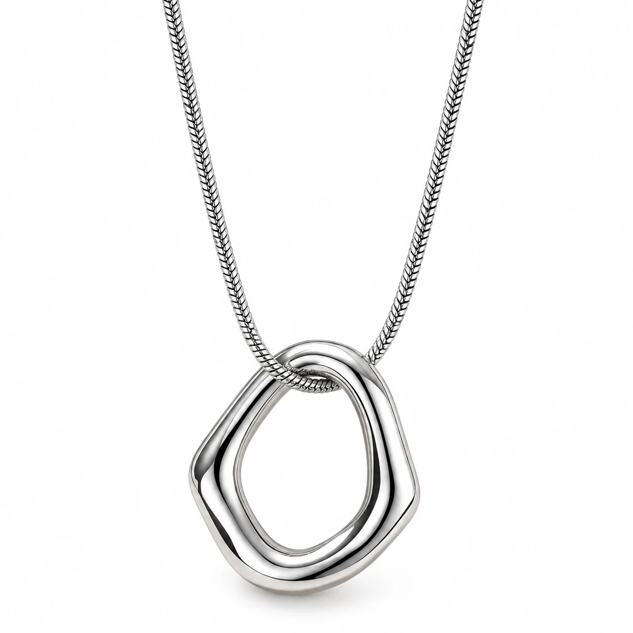Modern Geometric Circle Pendant Necklace