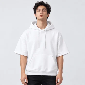 Half Sleeve DropFit Hoodie: White